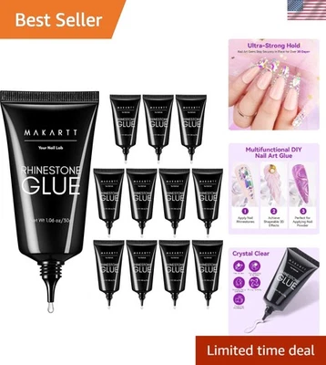 Rhinestone Glue for Nails 12PCS 30ML, Super Strong Gel Adhesive for Nail Salo... - Image 1 of 4