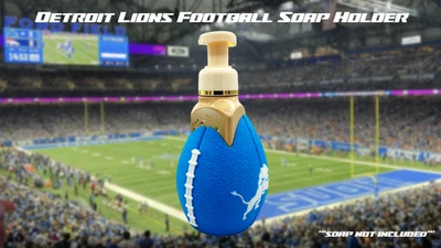 Soporte de jabón de fútbol americano Detroit Lions impreso en 3D - jabones de manos aptos para baño y cuerpo Foto 1 de 3