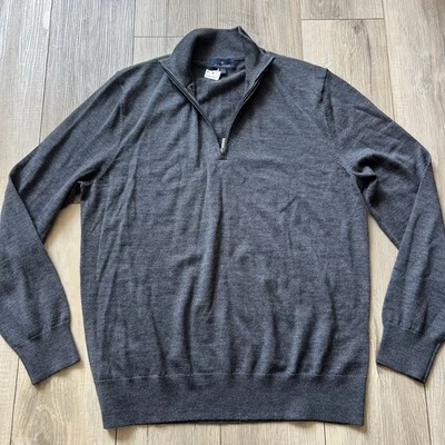 Brooks Brothers Sweater Mens Gray Large  Merino Wool Half Zip Mockneck Pullover - Image 1 of 4