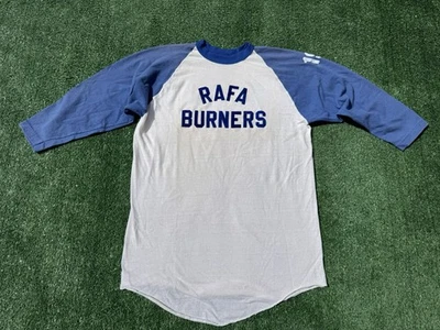 Vintage 1970s Russell Athletic Rafa Burners 3/4 Sleeves #19 Jersey Size Large - Image 1 of 4