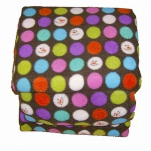 Soft & Lofty Fleece Sheet Set Twin Size Brown Snowman Colored Dots Bed Sheets - Picture 1 of 1