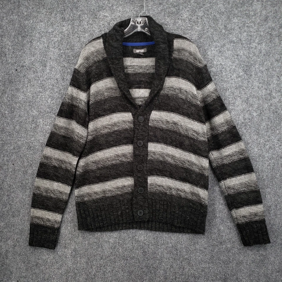 Кардиган мужской Kenneth Cole Reaction большой серый в полоску шерстяная смесь свитер шаль - Изображение 1 из 4