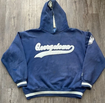 SUDADERA CON CAPUCHA AZUL VINTAGE AÑOS 90 STARTER GEORGETOWN HOYAS PARA HOMBRE GRANDE Foto 1 de 4