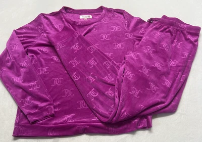 Juicy Couture Womens L Sleepwear Velour Velvet Pajamas Set Top & Pants Lounge PJ - Image 1 of 4