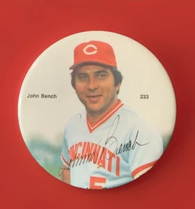 1979 Kauffman Stadium Johnny Bench #233 Photo Button Pin 4” Tall HOF Reds - Picture 1 of 6