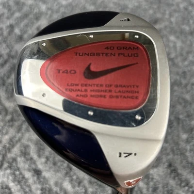 Nike T40 4 Wood Fairway 17° rígido flexible varilla de grafito mano derecha 42” Foto 1 de 4