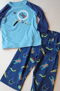 Gymboree Baby Boy Size 18-24 Months Blue Bug Hunter Gymmies Pajamas w Bugs NEW - Picture 1 of 3