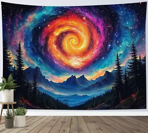 Tapiz espacial bosque colorido cielo estrellado galaxia para dormitorio sala dormitorio - Imagen 1 de 15
