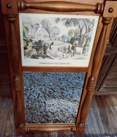 Vtg Style Federal Split Column Mirror Courier And Ives Print Summer In Country Cover