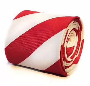 Corbata de hombre a rayas de peluquero rojo y blanco de Frederick Thomas - Imagen 1 de 4