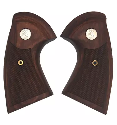 New Factory Colt Python Wood Grips with Silver Colt Medallions (No Hardware) - Image 1 of 3