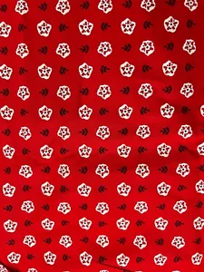 Floral Fabric Red Black HeeHaw Poppy Floral Print Cotton 2 yd 30" x 44" - Picture 1 of 2