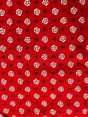 Floral Fabric Red Black HeeHaw Poppy Floral Print Cotton 2 yd 30" x 44" - Image 1 of 2