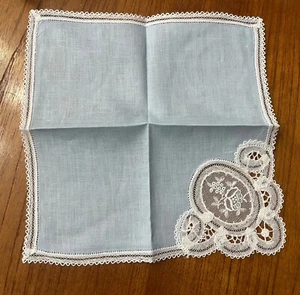 Linen Hankie trimmed in Lace Louise Verschueren Brussels Vtg Original Bag - Picture 1 of 9