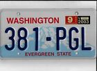 WASHINGTON passenger 2003 license plate "381-PGL"