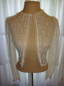 Vintage 1970s/1980s Candi Jones California Sheer Cream Lace Short Over Top S M - Picture 1 of 6