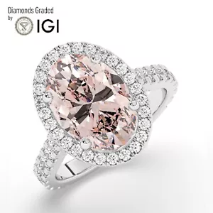 Oval Solitaire 950 Platinum Vivid Pink Engagement Ring,5.15 ct, Labgrown IGI - Picture 1 of 18