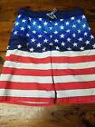 ZEROXPOSUR MENS/YOUTH BOYS Red White Blue American Flag Surf Board Shorts (T1)