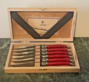Laguiole L'Eclair -Jean Dubost 6 Steak Knife set in wooden gift box Globe & Mail - Picture 1 of 10