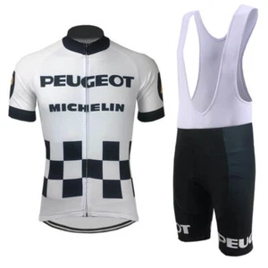Retro Peugeot BP Michelin Cycling Jersey And Bib Shorts Set Cycling Strap Shorts - Picture 1 of 5
