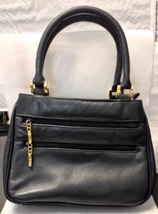 Women's Dark Navy Blue Faux Leather Handbag / Purse w/ Top Handles - NWOT - Picture 1 of 7