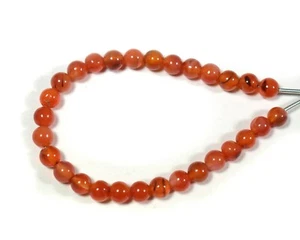 5-6MM Natural Carnelian Smooth Round Shape Gemstone Beads 7" For Jewelry Making - Picture 1 of 4