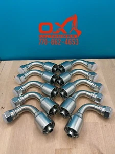10 Parker Style 13943-8-8 Hydraulic Hose Crimp Fittings 1/2” Hose X 1/2” FJIC 90 - Picture 1 of 4