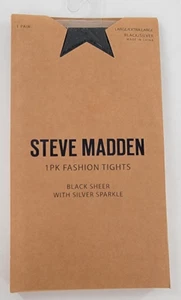 Steve Madden 1 Pk. Fashion Tights Black Sheer with Silver Sparkle Large/X-Large - Picture 1 of 3