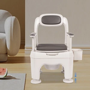 Mobiler Toilettenstuhl 37-52cm verstellbar für Erwachsene Senioren Badesitz Nachtkommode - Bild 1 von 14