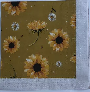 two Individual Sunflower beverage paper napkins decoupage Summer Flower Fall - Picture 1 of 3