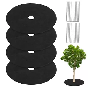 4-Pack Non-Woven Tree Mulch Ring, 16.5 Inch Reusable Tree Protector Mat W 16 ... - Picture 1 of 7