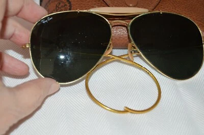 Vintage B&L Rayban Signed 62 [ ] 14 Dark Green Glass Bakelite Bridge Wire Rim - Image 1 of 4