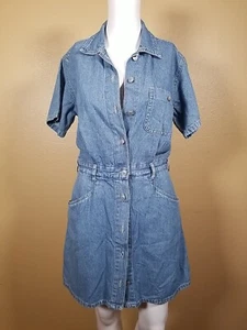 Vintage 80s 90s Gloria Vanderbilt Denim Shorts Romper/Culotte Skort Dress Small - Picture 1 of 12