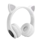 (White)AOZU Wireless Headphone Over Ear Headset Cat Ears Appearance Noise