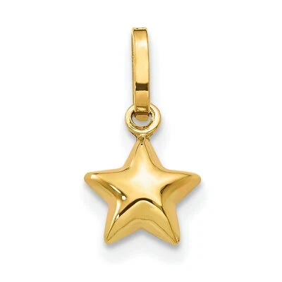 Dije estrella hinchada oro 14K joyería celestial 13 mm largo x 6 mm ancho aprox. Foto 1 de 3