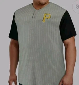 Majestic MLB Pittsburgh Pirates Pinstripe Jersey 2 XLT Gray Baseball Mens Shirt - Picture 1 of 11