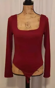 Heart & Hips Women's L Dark Red Long Sleeve Knit Bikini Bodysuit NEW - Picture 1 of 8