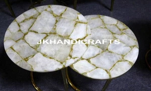 Natural Agate Stone With LED Lighting Home Decor Coffee Table 9" to 30" - Picture 1 of 2