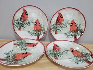 Mikasa Countryside Christmas Cardinal 9" Salad Plates - Set of 4 - Picture 1 of 6