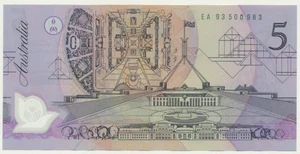 Australia: 1993 $5 Fraser-Evans EA93 Last Year Prefix UNC, Cat $120 - Picture 1 of 2