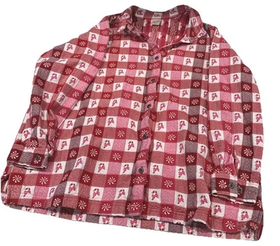 Camisa Blair Roja Blanca A Cuadros Vacaciones Navidad Abotonada Talla 2XL Menta Caramelo Foto 1 de 4
