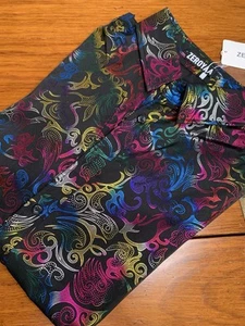 NUEVO CON ETIQUETAS Camisa Zeroyaa Para Hombres Pequeña Negra Brillante Multicolor Discoteca Años 70 Retro - Imagen 1 de 4