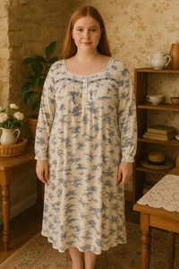 Secret Treasures Toile Nachthemd 3X 22W 24W Spitze Langarm Cottagecore Schlaf - Bild 1 von 7