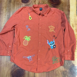 Camisa para hombre Disney OUR Universe 3XL Lilo Stitch botón rayas algodón U15 - Imagen 1 de 5