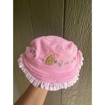 Винтажная классическая детская шляпа Pooh один размер розовый белый с оборками поля солнце ведро - Изображение 1 из 3
