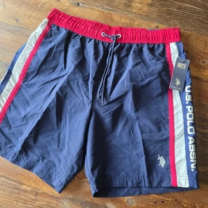 Mens medium us polo swim trunks red white blue pony nwt - Picture 1 of 7