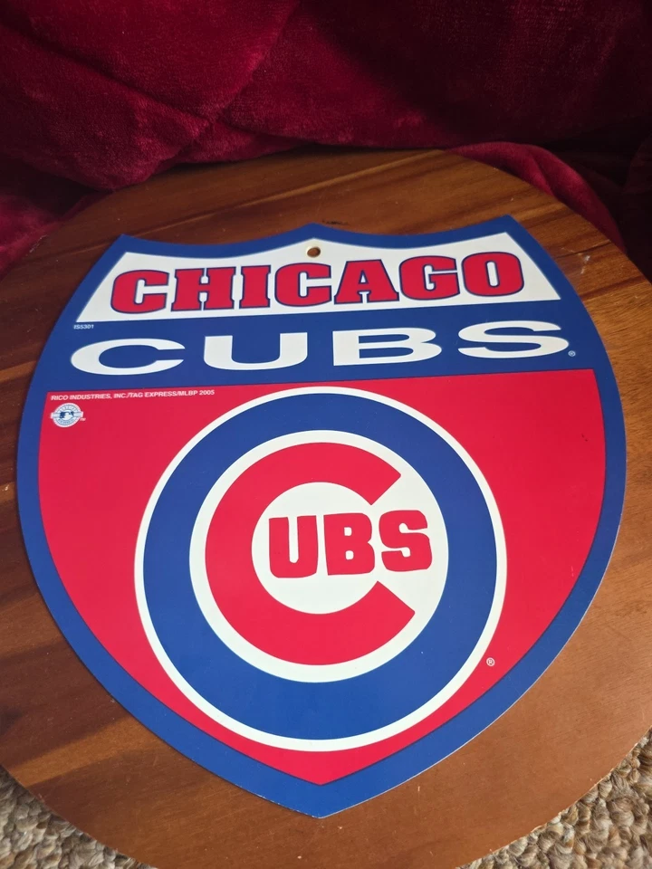 OLD SCHOOL MLB Chicago Cubs Shield  Plastic Sign - RICO 2005 - Image 1 of 4