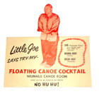 Tiki Bar Niumalu Hotel Canoe Club 1950 Table Card Little Joe Floating Cocktail