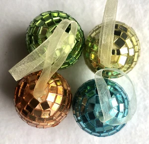 Vintage Set of 4 Mirrored Easter Egg Ornaments Tree Tabletop Window Basket Decor - Picture 1 of 5