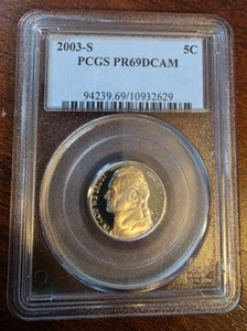 2003-S Jefferson Nickel PCGS PR69DCAM 5C Proof Deep Cameo Coin #94239.69 - Picture 1 of 8